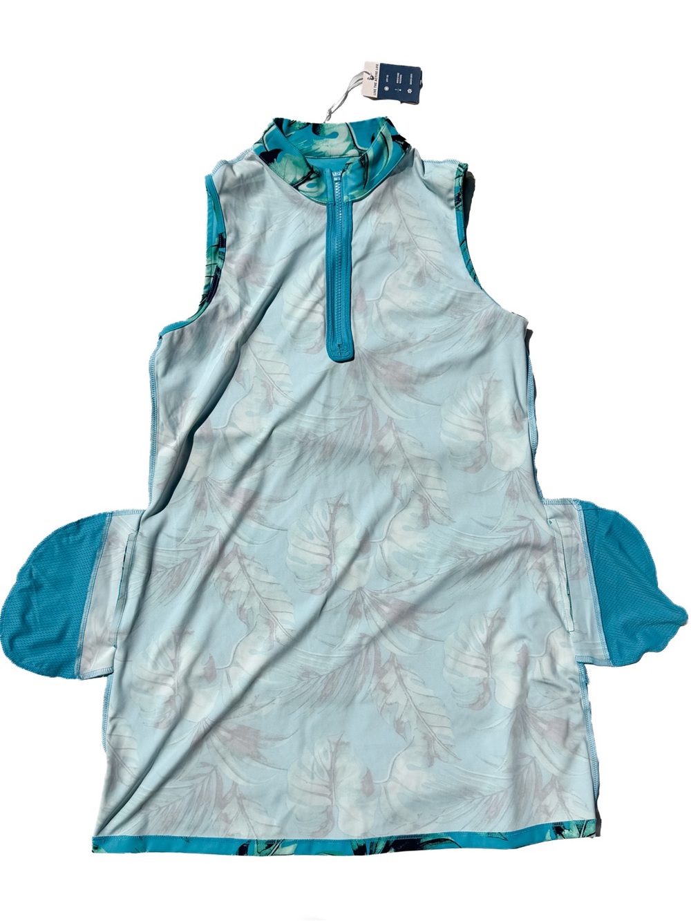 Tommy Bahama NWT Golf Dress New Turquoise Tropical Palm Leaf Sleeveless L Large - Picture 5 of 6